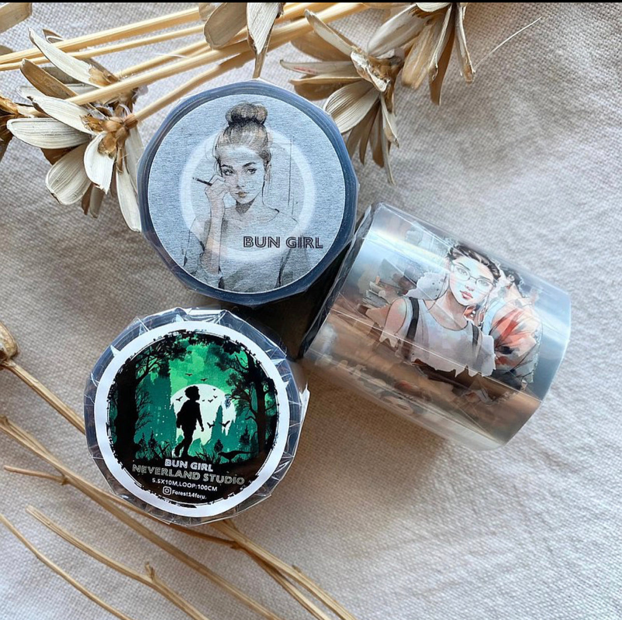 Neverland - Bun Girl | 5.5cm PET Tape | Release Paper