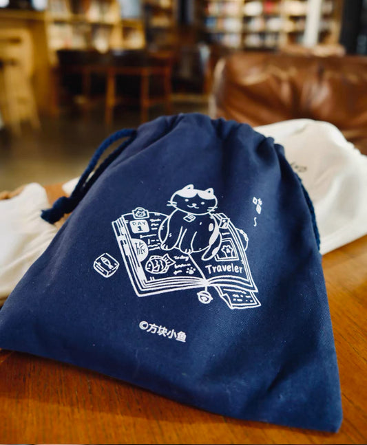 NEW! Cube Fish - A Cat's Journey | Fabric Bag | TN Passport Storage Bag | A7\ M5 Notebook | Planner | Journaling Accessories