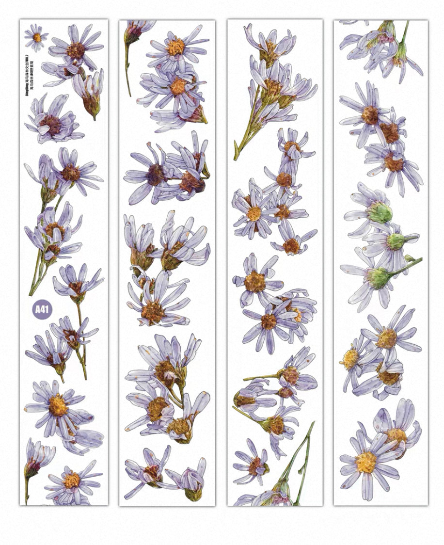 NEW! DingDing - A41 Wild Purple Daisy | Kiss-cut | 5cm PET Tape | Release Paper | 5M