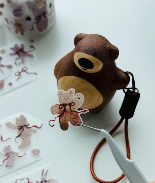 NEW! MWJ - Little Bear Daily Life | Kiss-cut | 4.5cm Glitter PET | Release Paper | 5M