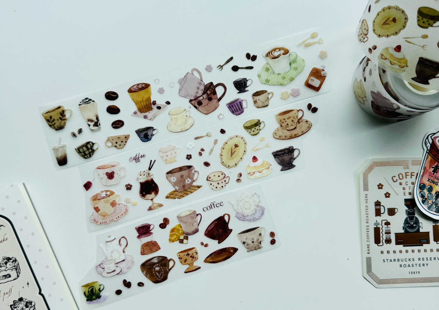 NEW! MWJ - Coffee| Kiss-cut | 4.5cm Glitter PET Tape | Release Paper | 5M