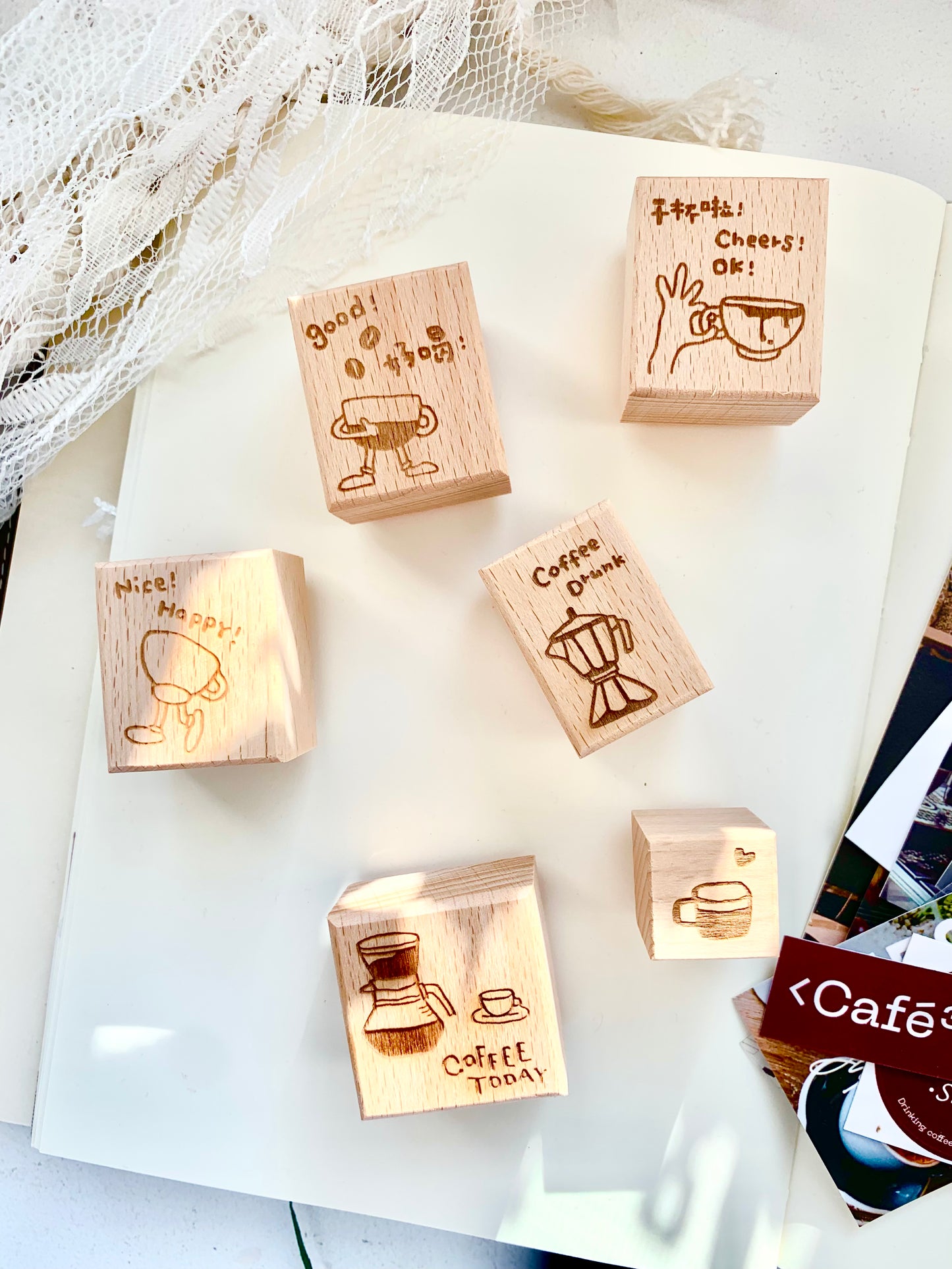 Two Raccoons - Coffee Story | Rubber Stamp