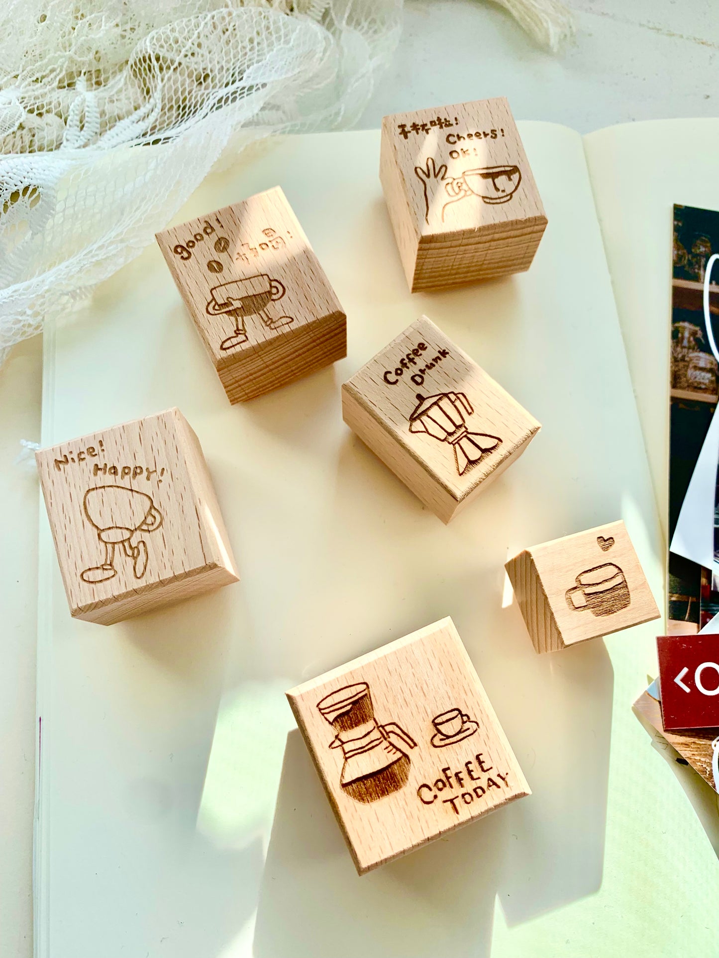 Two Raccoons - Coffee Story | Rubber Stamp