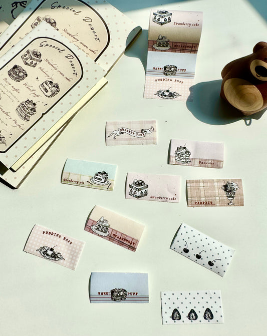 NEW! MWJ - Vintage Desserts | 100pcs Sticker Memo Roll | NO Release Paper