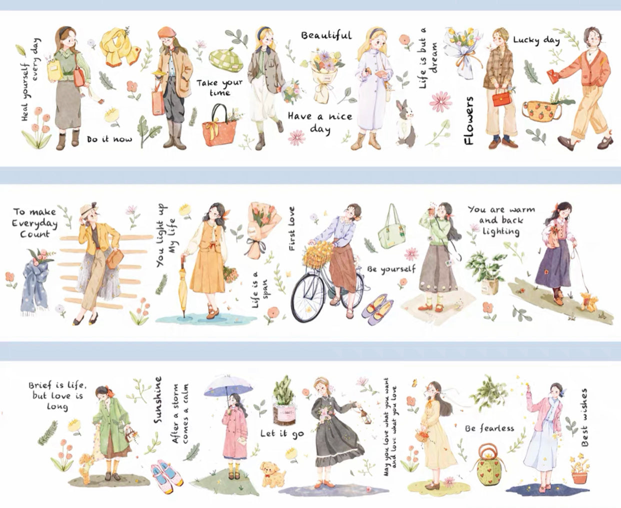 Xiyue Studio - Spring Letters | 7.5cm Washi Tape | Release Paper | 5M