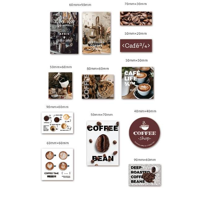 07M - Coffee Shop | 15pcs Deco Pack | Ephemera Paper | Sticker