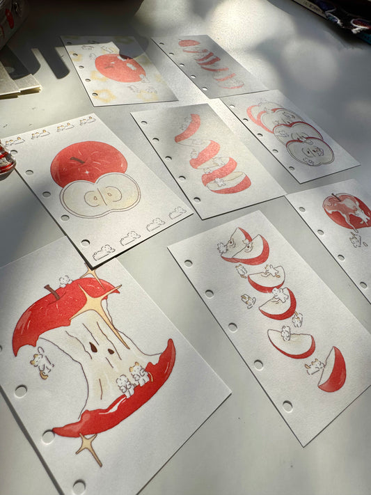 NEW! Light Rain Studio - Apple | M5/A7 Size | 40pcs Notebook Insert | Ephemera Paper