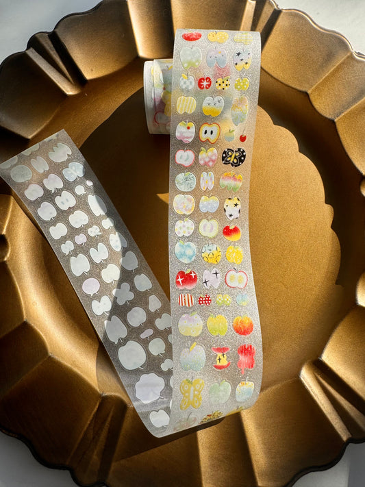 N1ng Studio - An apple | Kiss-cut | 5cm Glitter Tape | Release Paper | 5M