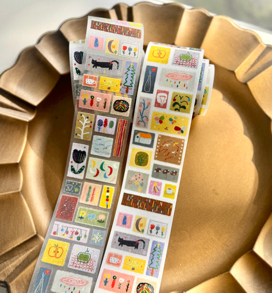 N1ng Studio - Colorful Blocks | Kiss-cut | 5cm Glitter Tape | Release Paper | 5M