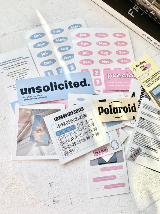 SSS - Pink/Blue | 20pcs Deco Pack | Ephemera Paper | Sticker