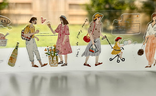 Lynn Illustration - City Walk | Kiss-cut | 6.5cm Tape | Release Paper | 5M