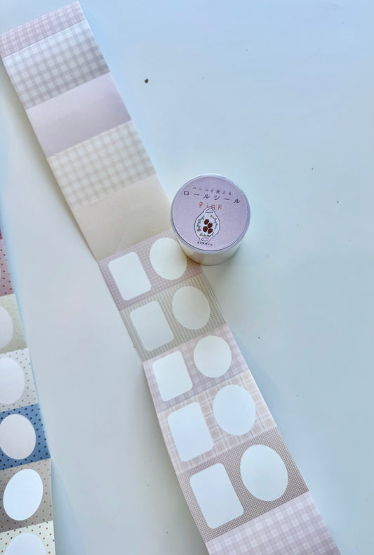 Ranmyu x Lazy Home - Collage - Pink | 6.3cm Memo Sticker Roll | Die-cut | Release Paper | 3.8M