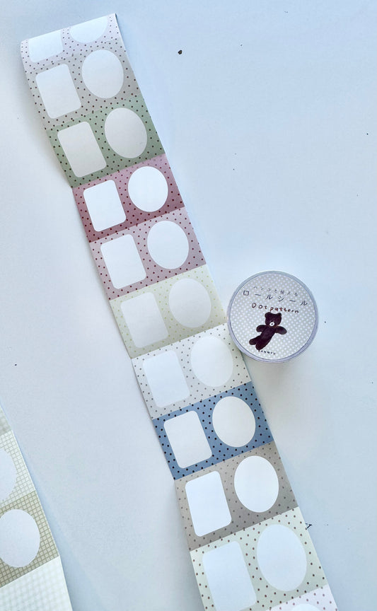 Ranmyu x Lazy Home - Collage - Dot Pattern | 6.3cm Memo Sticker Roll | Die-cut | Release Paper | 3.8M