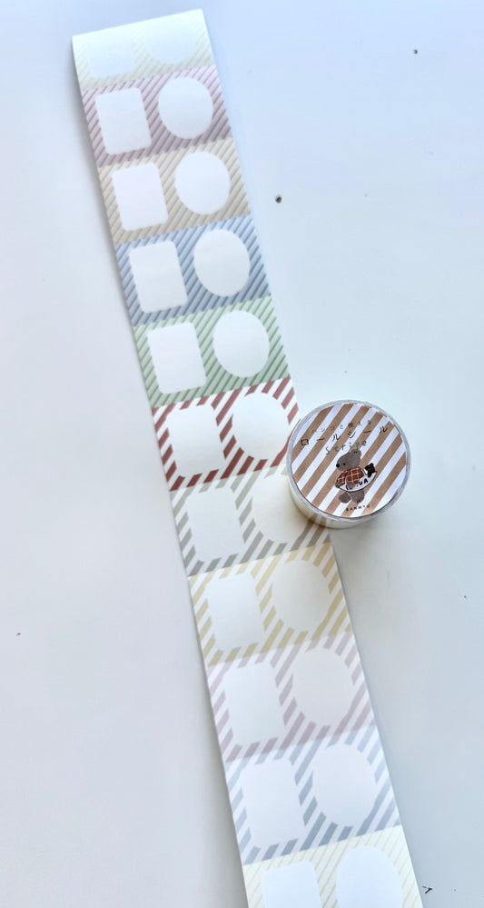 Ranmyu x Lazy Home - Collage - Stripe | 6.3cm Memo Sticker Roll | Die-cut | Release Paper | 3.8M