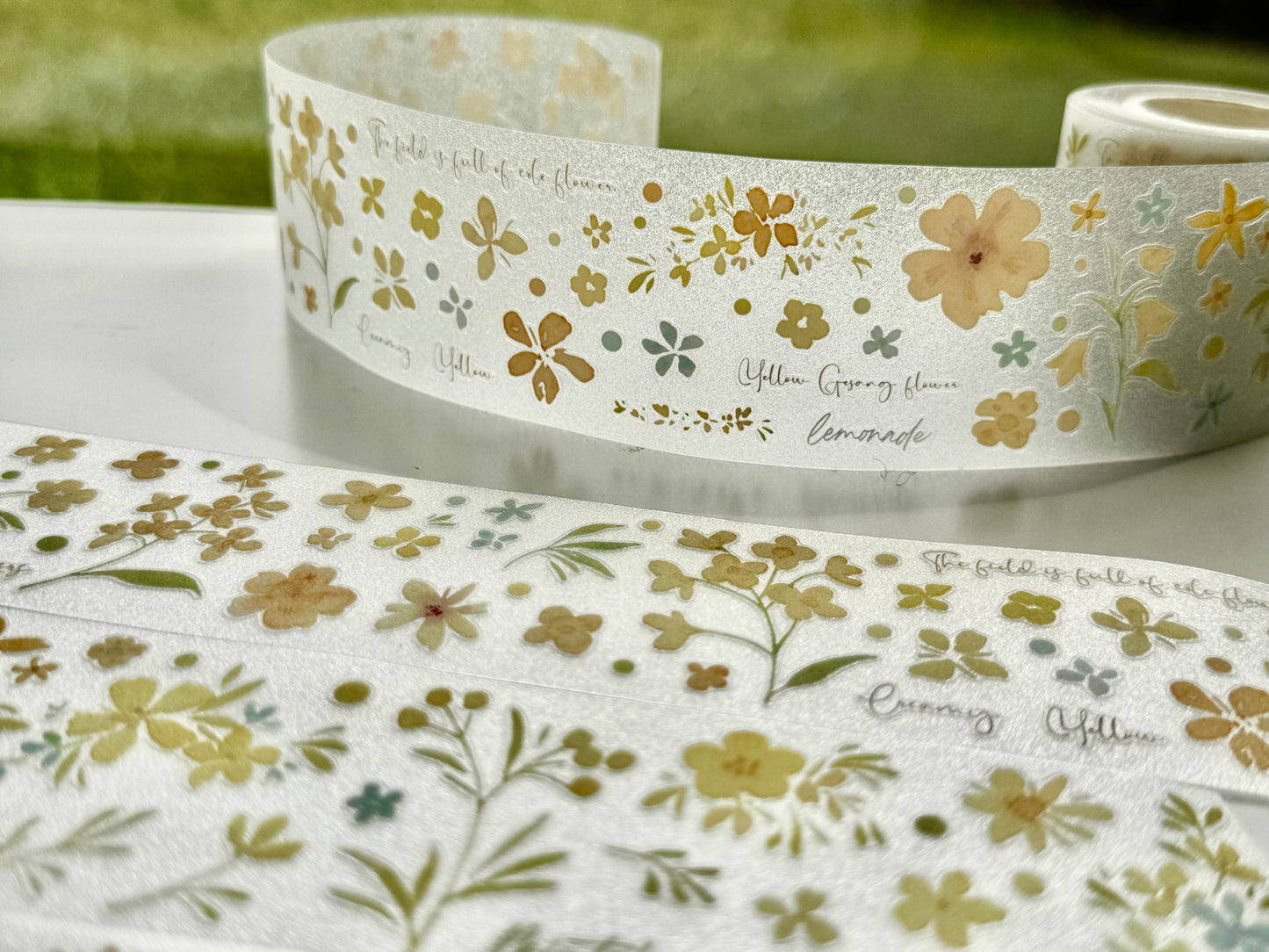 NEW! MWJ - Lemon Mint | 4.5cm Kiss-cut Glitter PET Tape | Release Paper | 5M