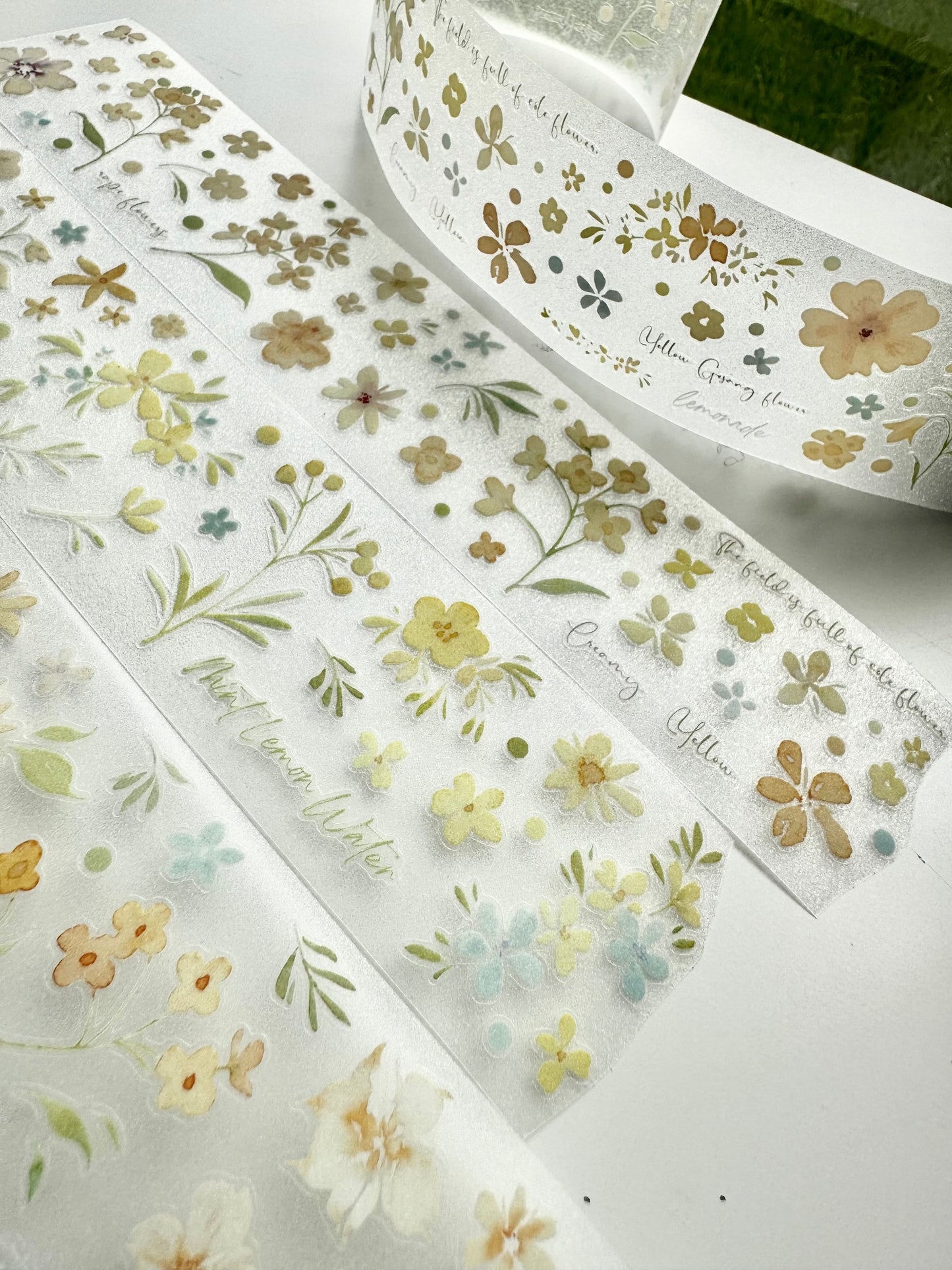 NEW! MWJ - Lemon Mint | 4.5cm Kiss-cut Glitter PET Tape | Release Paper | 5M
