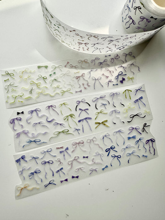 MWJ - Tiny Bows | 4.5cm Kiss-cut Glitter PET Tape |  Release Paper | 5M