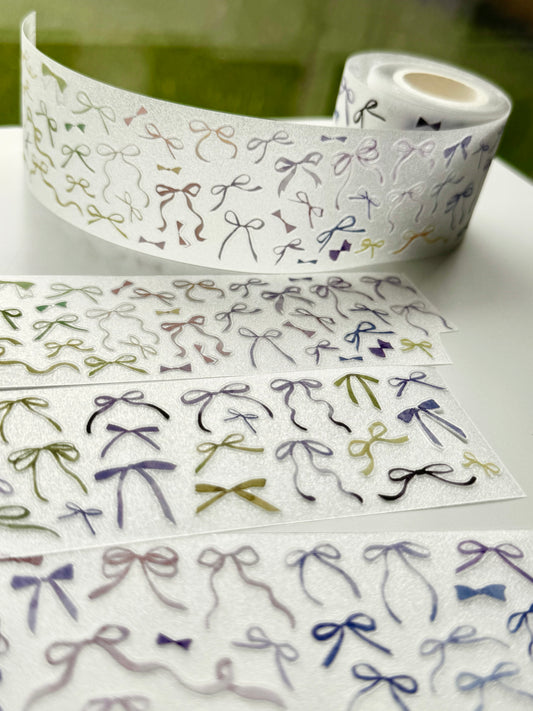 MWJ - Tiny Bows | 4.5cm Kiss-cut Glitter PET Tape |  Release Paper | 5M