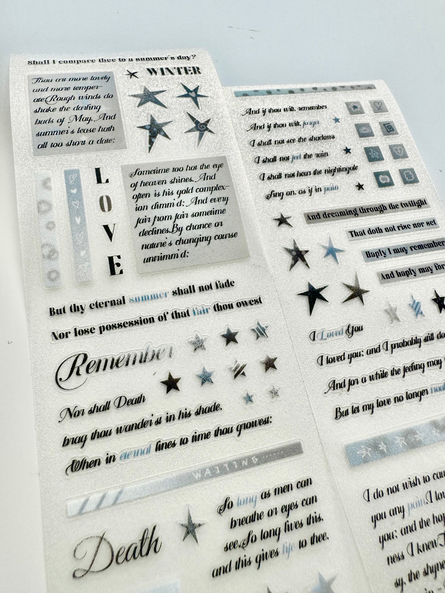 NEW! Paper Moss - Text-blue | 6cm Kiss-cut Glitter PET Tape | Release Paper | 5.25M