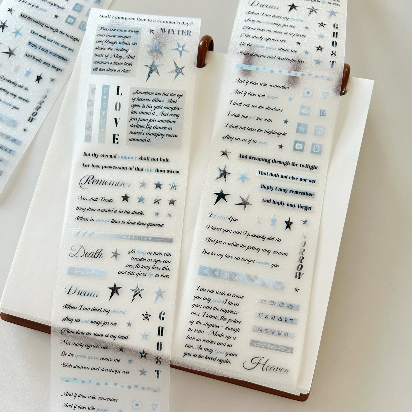 NEW! Paper Moss - Text-blue | 6cm Kiss-cut Glitter PET Tape |  Release Paper | 5.25M