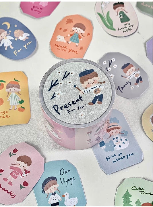 NEW! Molinta - 5cm "Present For You" Sealing Sticker Tape | Kiss-cut | Release Paper | 5M