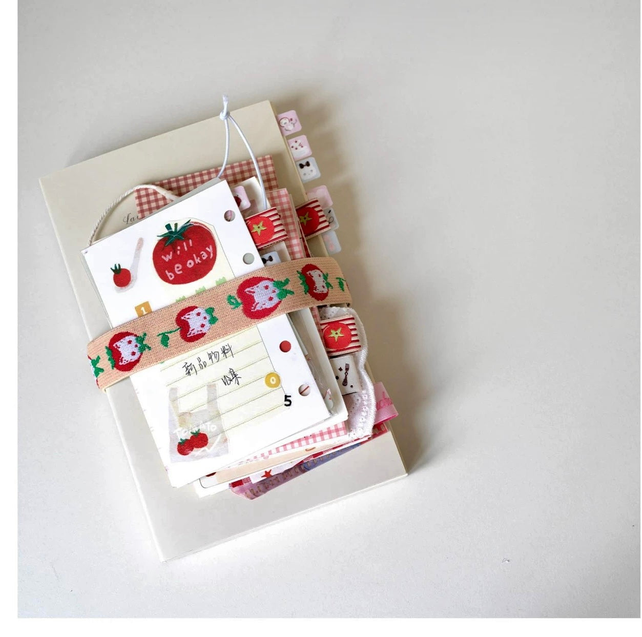 NEW! Benchu Studio - Little Red Fruit | Elastic Braided Strap | Decoration | Journaling Accessories