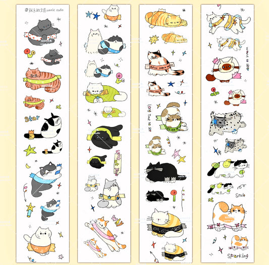 NEW! Wanle Studio - Stick-on Cats | Kiss-cut | 4.3cm Washi Tape | Release Paper | 5M