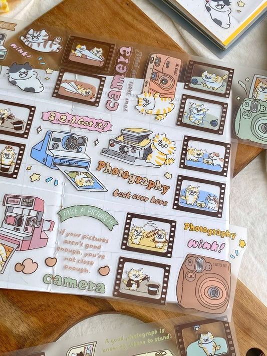 NEW VERSION! 3 Little Cats - Vintage Camera Film | Kiss-cut | 5cm PET Tape | Release Paper | 5M