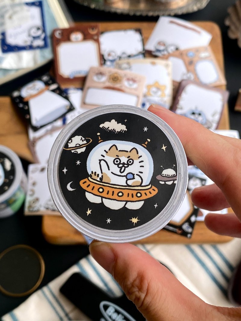 3 Little Cats - Space Adventure | 4cm Sticker Memo Roll | Release Paper | 5M