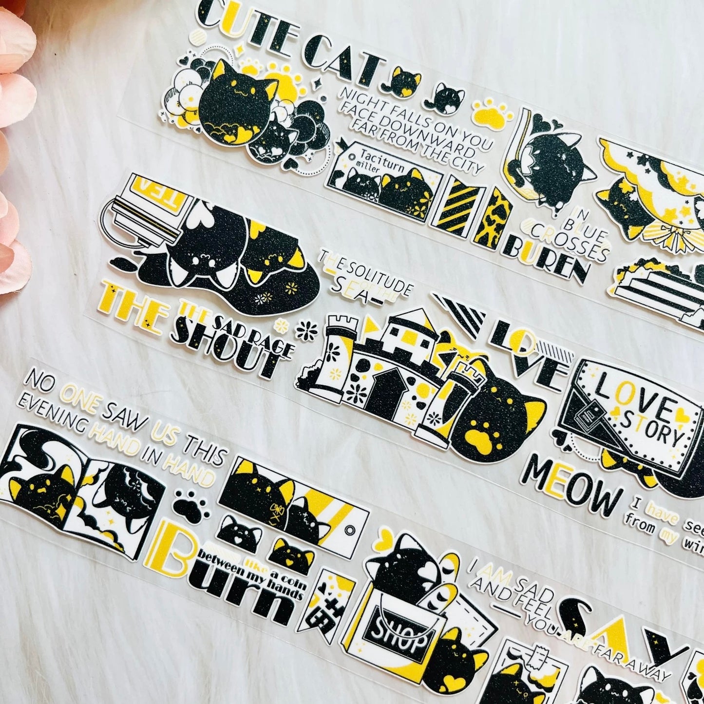 Say Studio - KKCAT | 4cm Kiss-cut | Glitter Synthetic Paper Tape | Release Paper | 5.32M