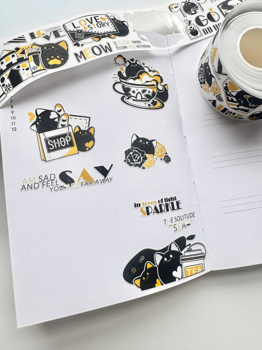 Say Studio - KKCAT | 4cm Kiss-cut | Glitter Synthetic Paper Tape | Release Paper | 5.32M