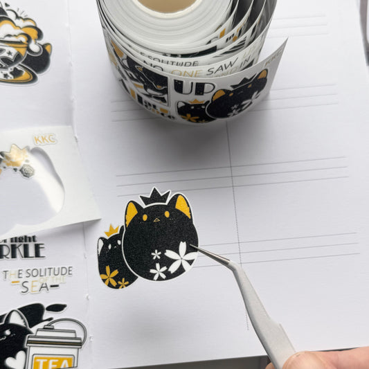 Say Studio - KKCAT | 4cm Kiss-cut | Glitter Synthetic Paper Tape | Release Paper | 5.32M