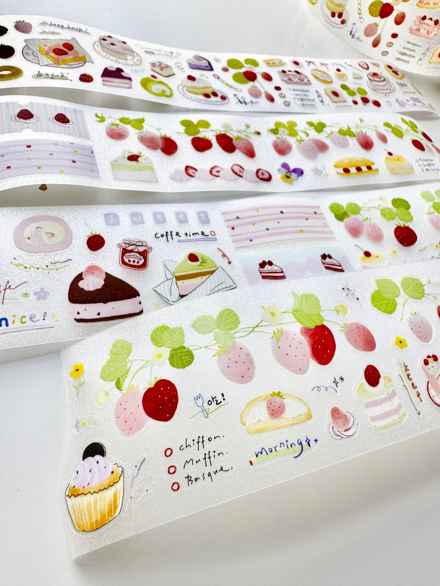 NEW! Wild Berry - Strawberry Cake | Kiss-cut | 4.5cm glitter PET Tape | Release Paper | 5.4M