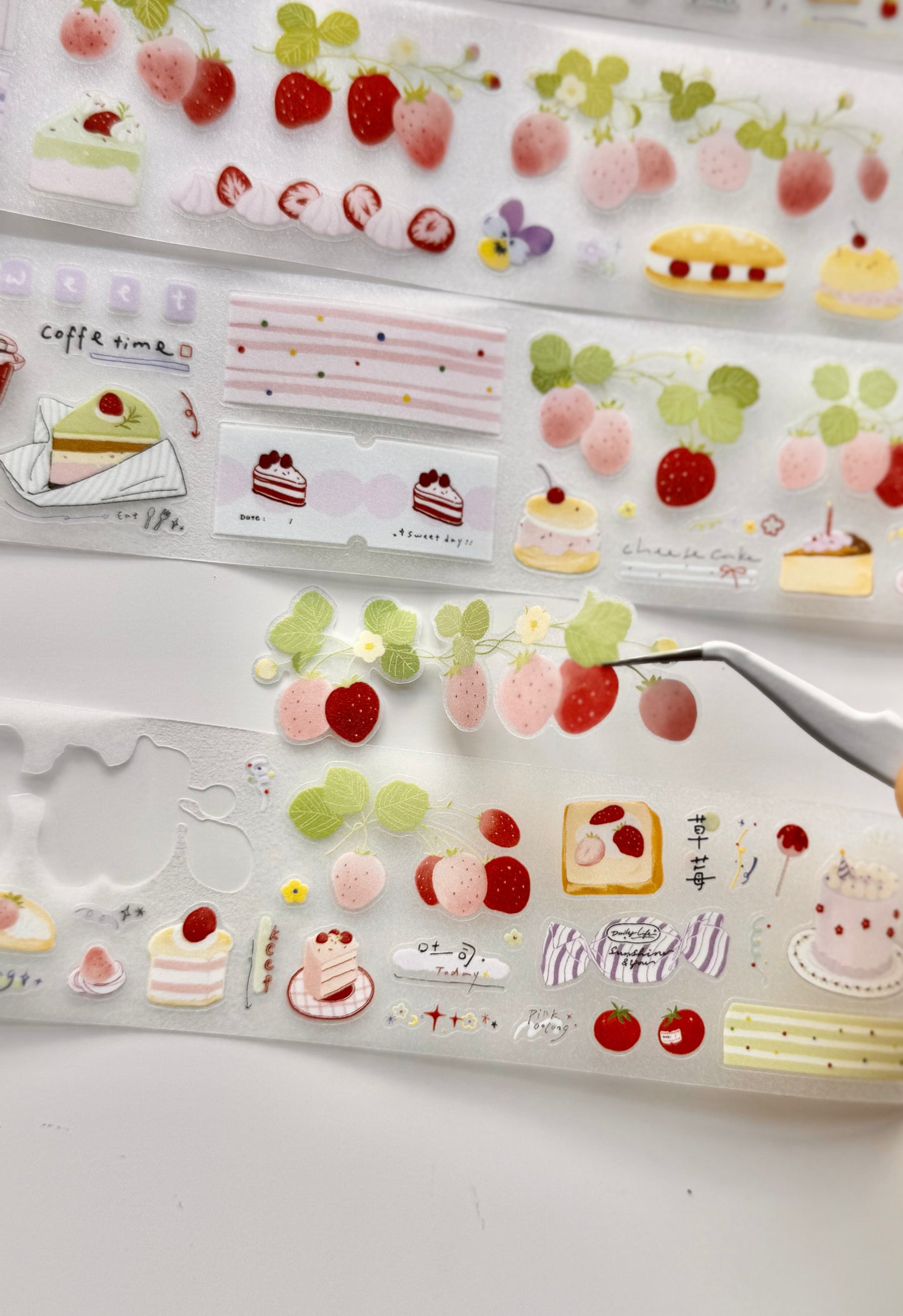 NEW! Wild Berry - Strawberry Cake | Kiss-cut | 4.5cm glitter PET Tape | Release Paper | 5.4M