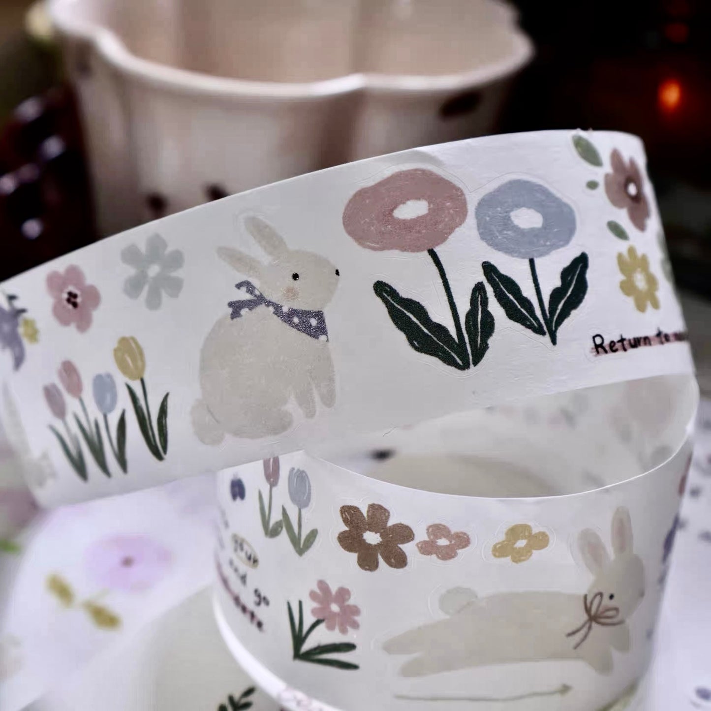 NEW! Yier Studio - Rabbit Flower Story | Kiss-cut | 3.5cm Tape | Release Paper | 5M