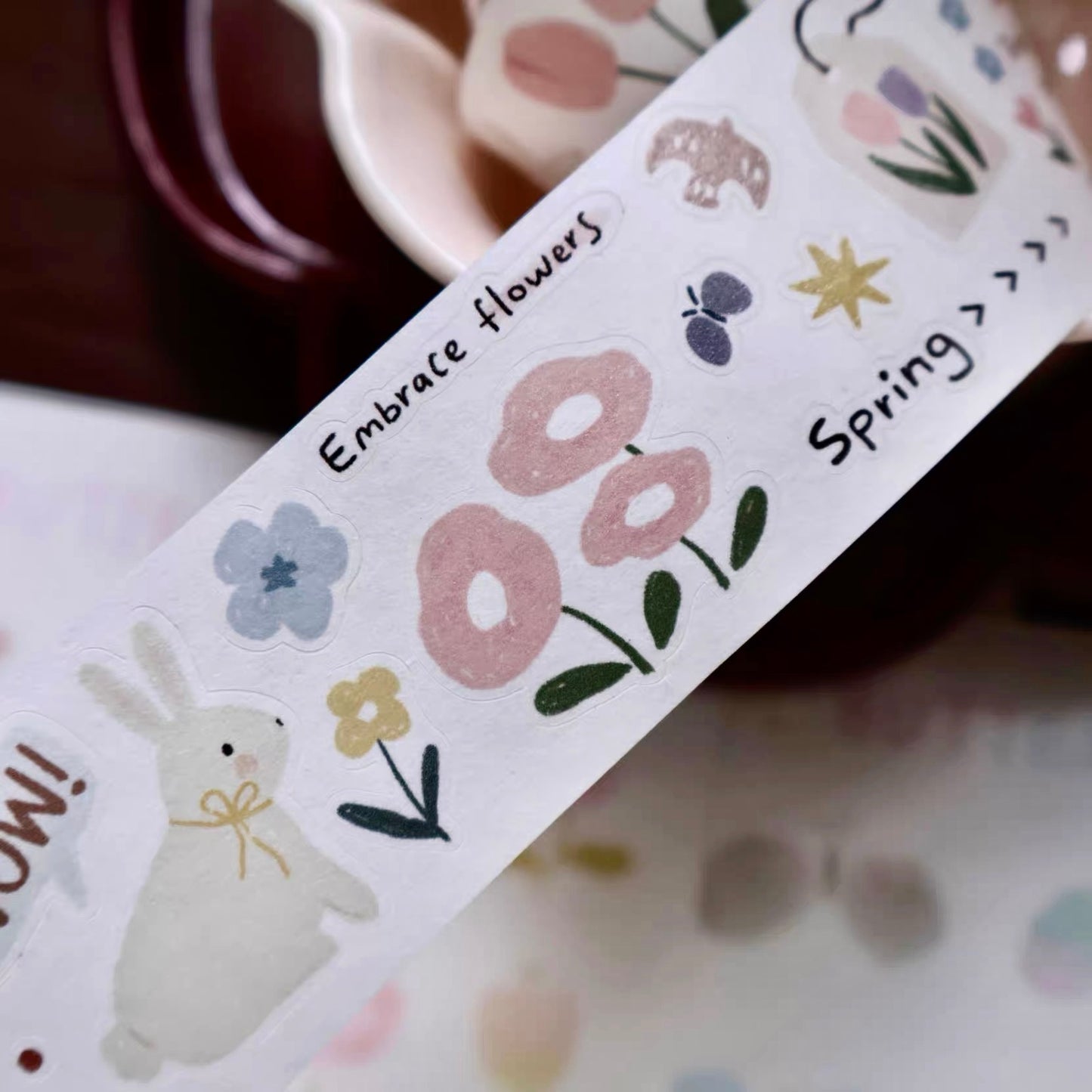 NEW! Yier Studio - Rabbit Flower Story | Kiss-cut | 3.5cm Tape | Release Paper | 5M