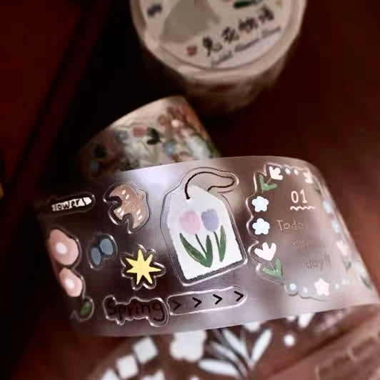 NEW! Yier Studio - Rabbit Flower Story | Kiss-cut | 3.5cm Tape |  Release Paper | 5M