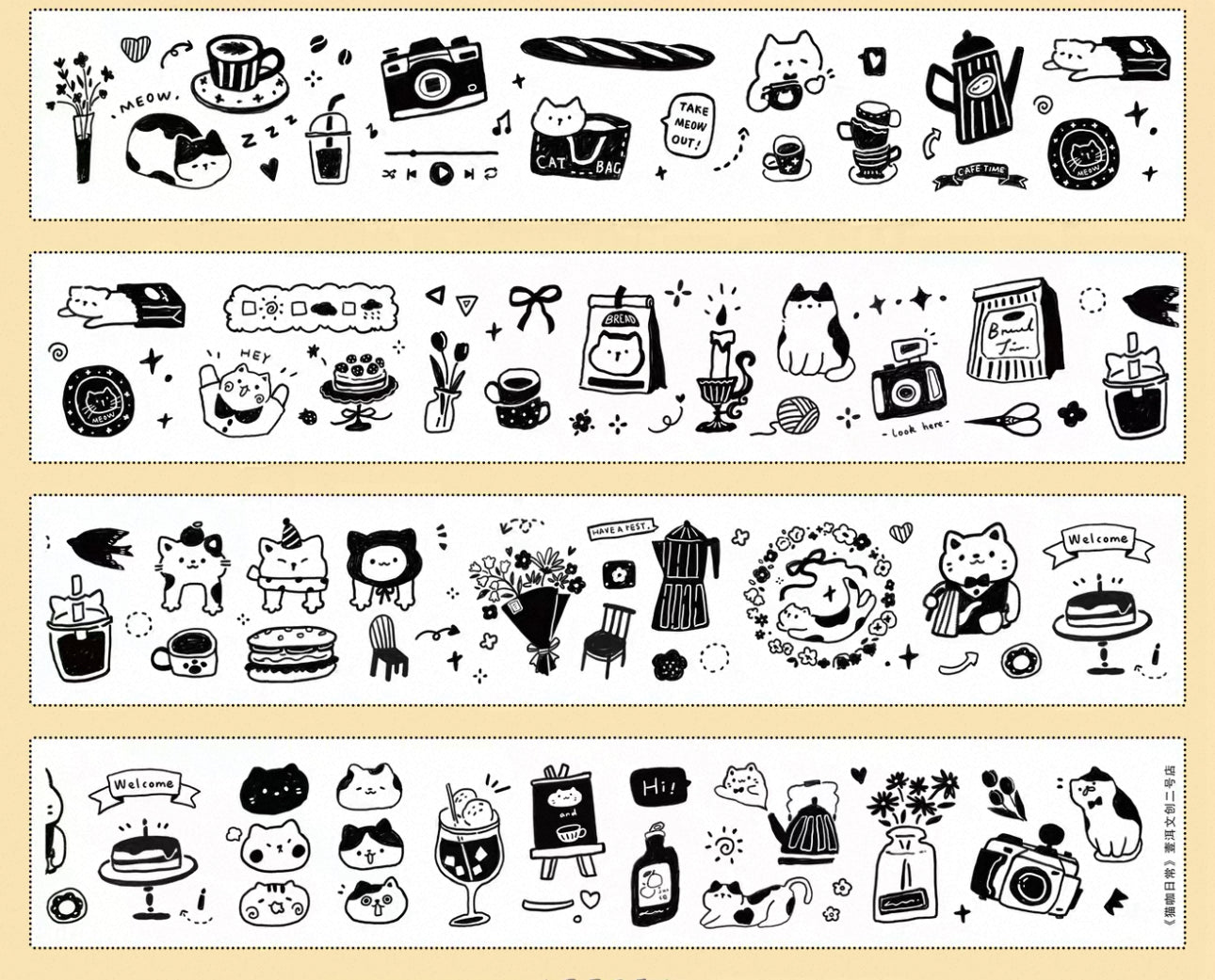 NEW! Yier Studio - Cat Café Daily Life | Kiss-cut | 4.5cm Tape | Release Paper | 5M