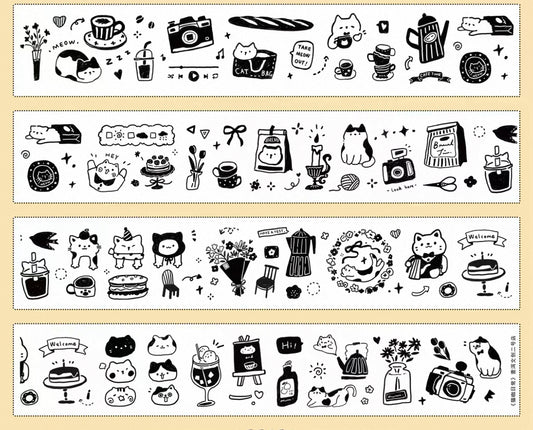 NEW! Yier Studio - Cat Café Daily Life | Kiss-cut | 4.5cm Tape |  Release Paper | 5M