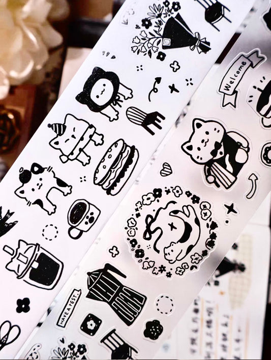 NEW! Yier Studio - Cat Café Daily Life | Kiss-cut | 4.5cm Tape |  Release Paper | 5M