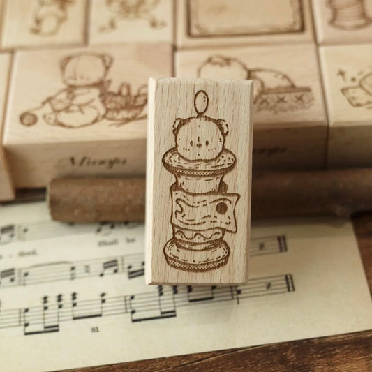 RESTOCK SOON! Miao Fu Studio - Vintage Sewing Bear | 12pcs Stamp Set (ETA 07/07)