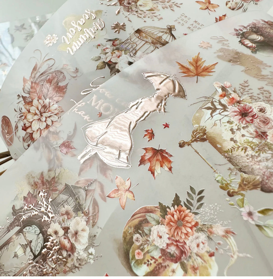 Journal Pages - Falling For Fall | Rose Gold Foil | 7.5cm PET Tape | Release Paper