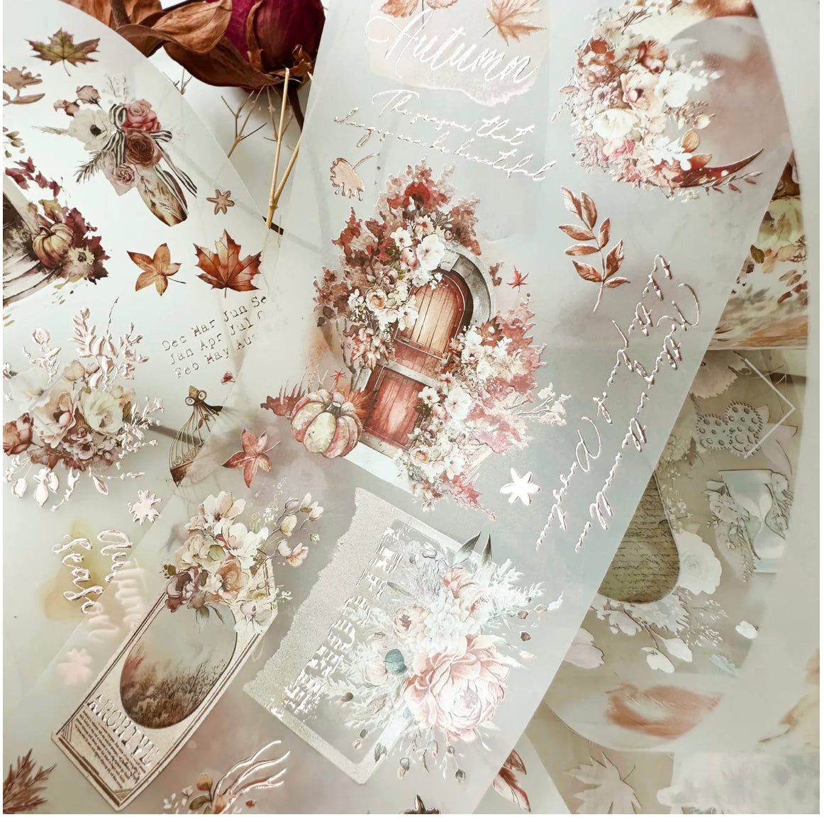 Journal Pages - Falling For Fall | Rose Gold Foil | 7.5cm PET Tape | Release Paper