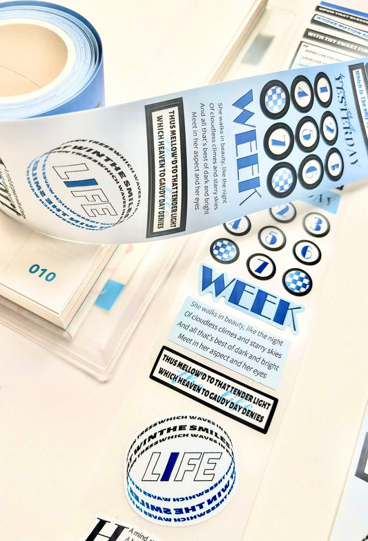 TPZ - Blue | 4cm Kiss- cut Sticker Tape | Release Paper | 5M