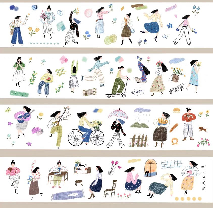 NEW Wongyuanle Vol.6 - Mini Girl | 5cm Washi Tape | Release Paper