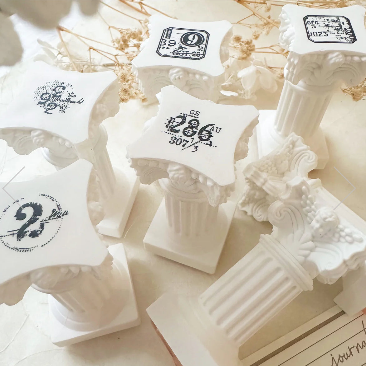 (LIMITED EDITION) Journal Pages - Roman Column | Handle Rubber Stamp Set