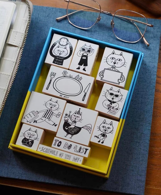 Sycolexxx - Cat's Life | 11pcs Rubber Stamp Set