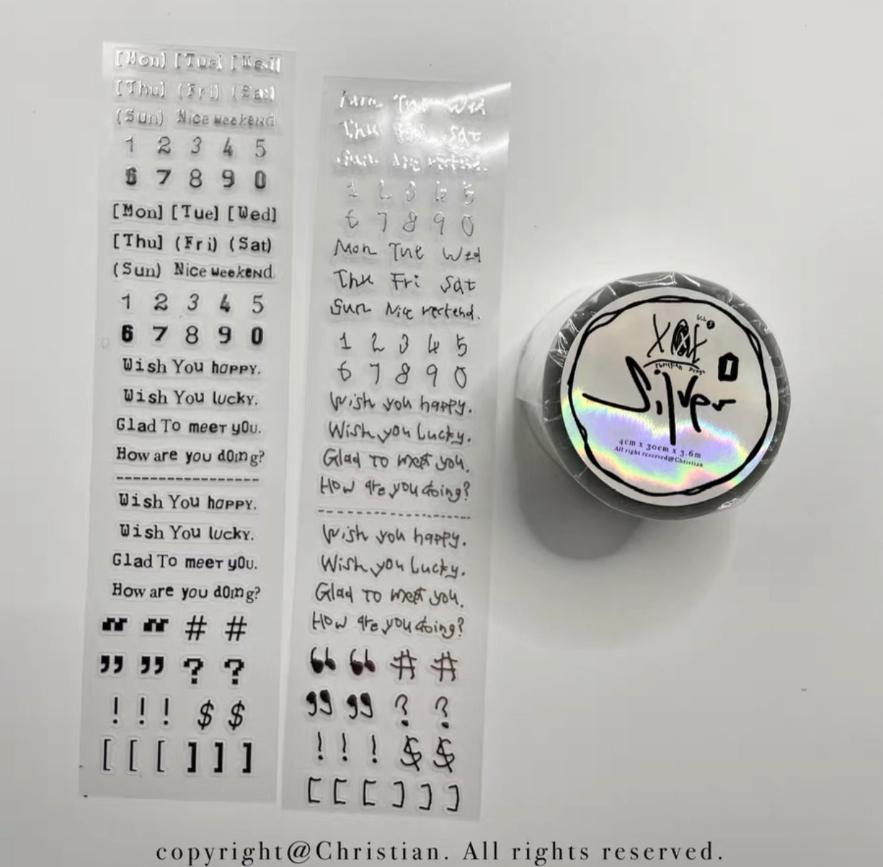Christian - Silver | 4cm Die Cut | Foil Silver PET Tape | Release Paper
