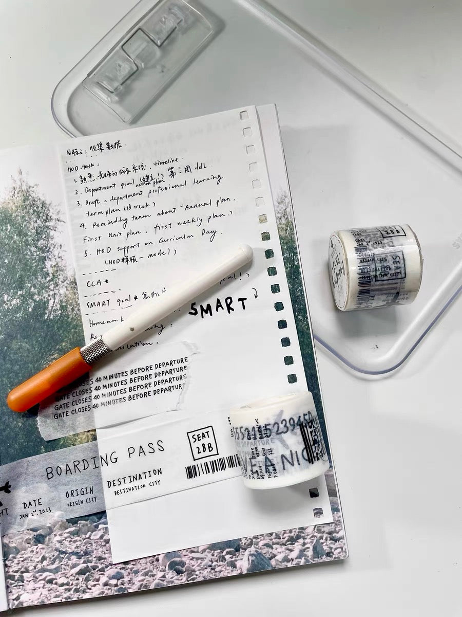 Christian - Boarding Pass | 3cm Washi Tape | 5M | NO Release Paper