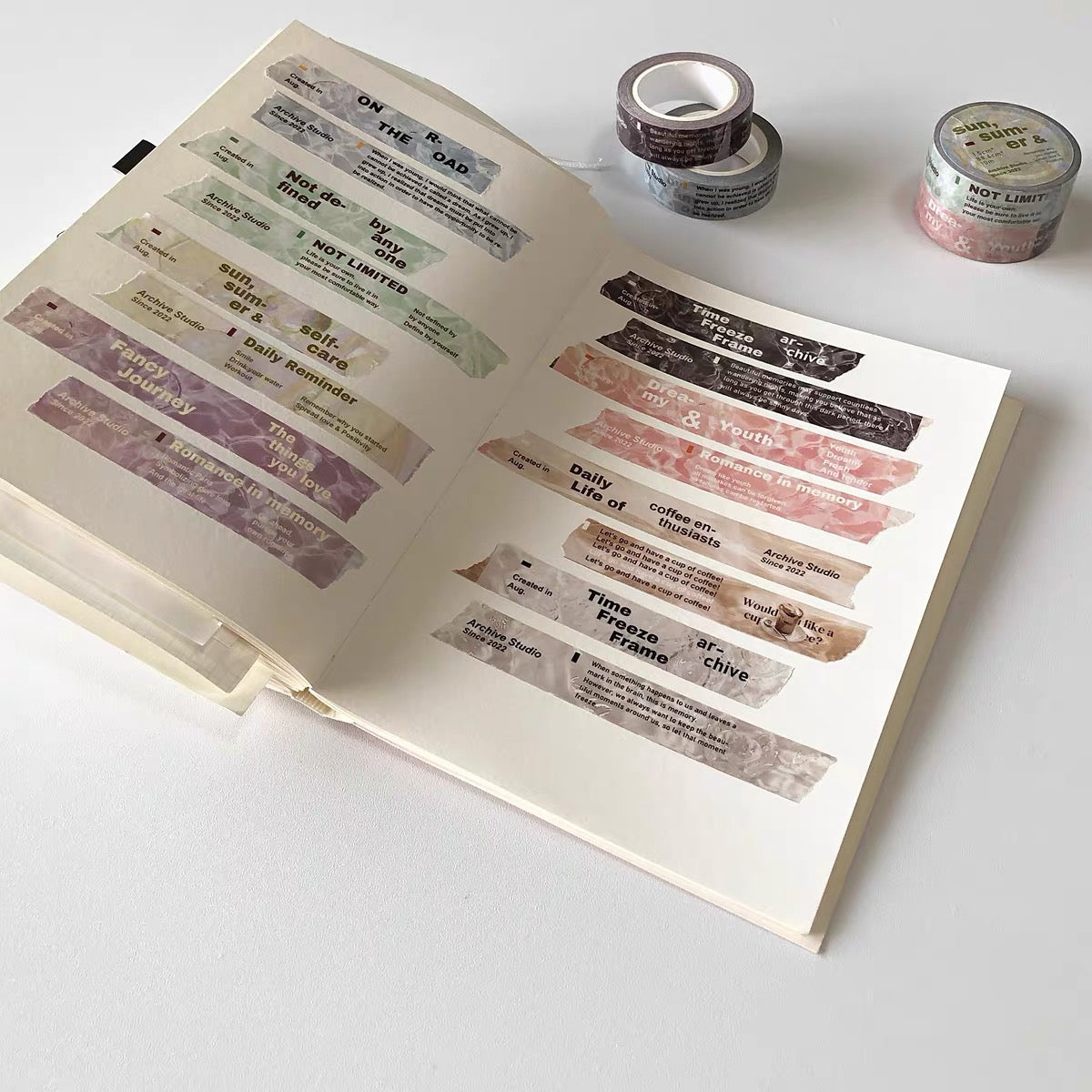 Archive Studio - Wave | 1.5cm Washi Tape | 2 Rolls Set | Basic | NO Release Paper